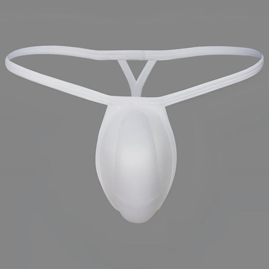 White translucent mesh thong cock bra thong with smooth form fitting design by metromalewear