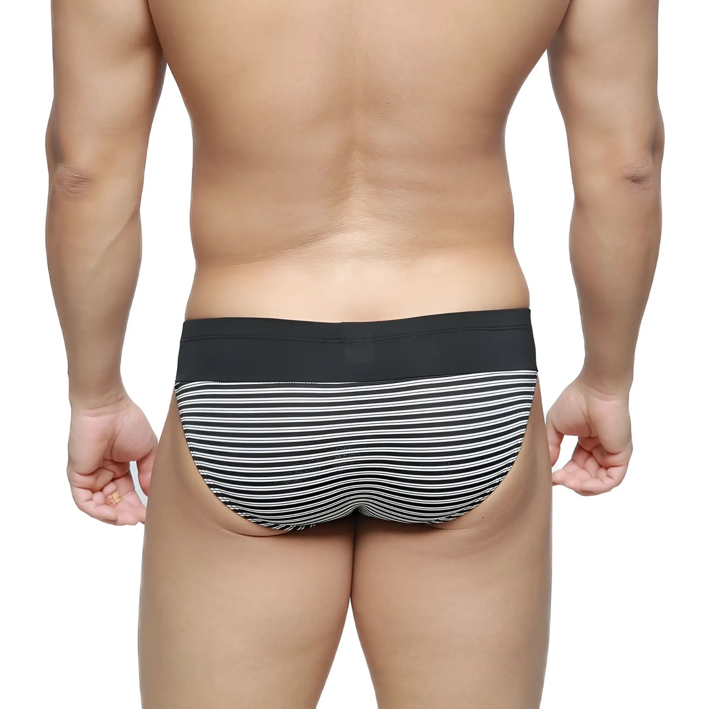 MetroMaleWear Colina bikini balance 5144-40 black and white striped briefs with solid black waistband for comfort