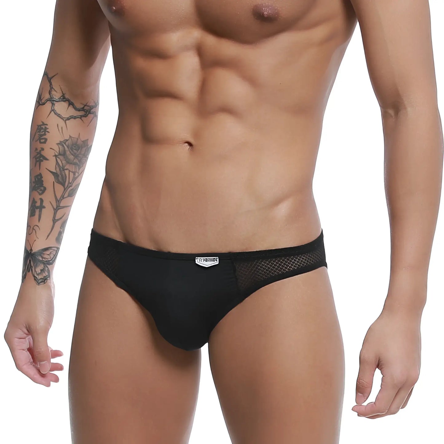 Black mesh metro malewear colorado jock strap tull 5011-30 with sleek form-fitting design and brand tag at waistband