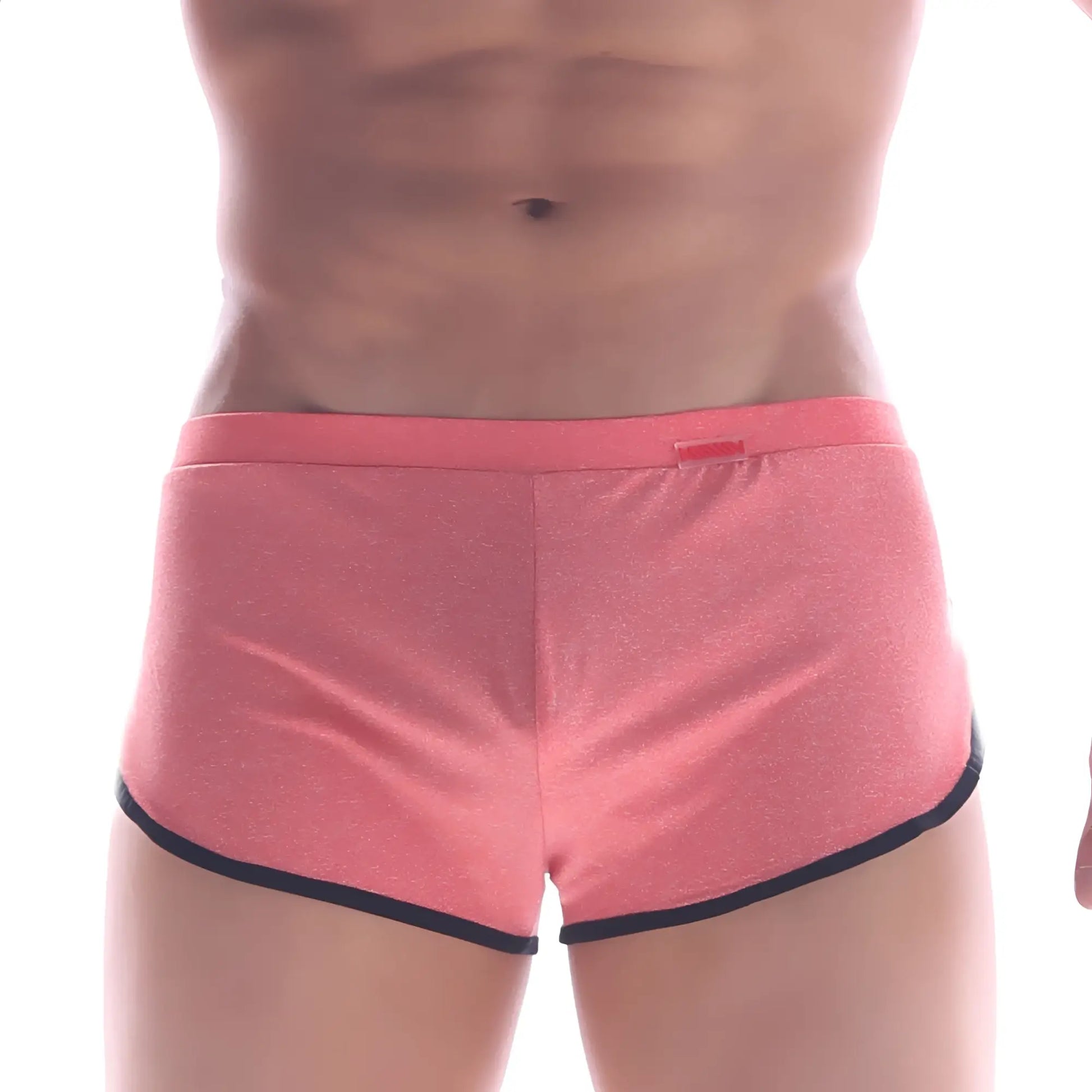 Metro malewear comfort boxer orange 8019-14 pink athletic shorts with black trim and subtle textured fabric