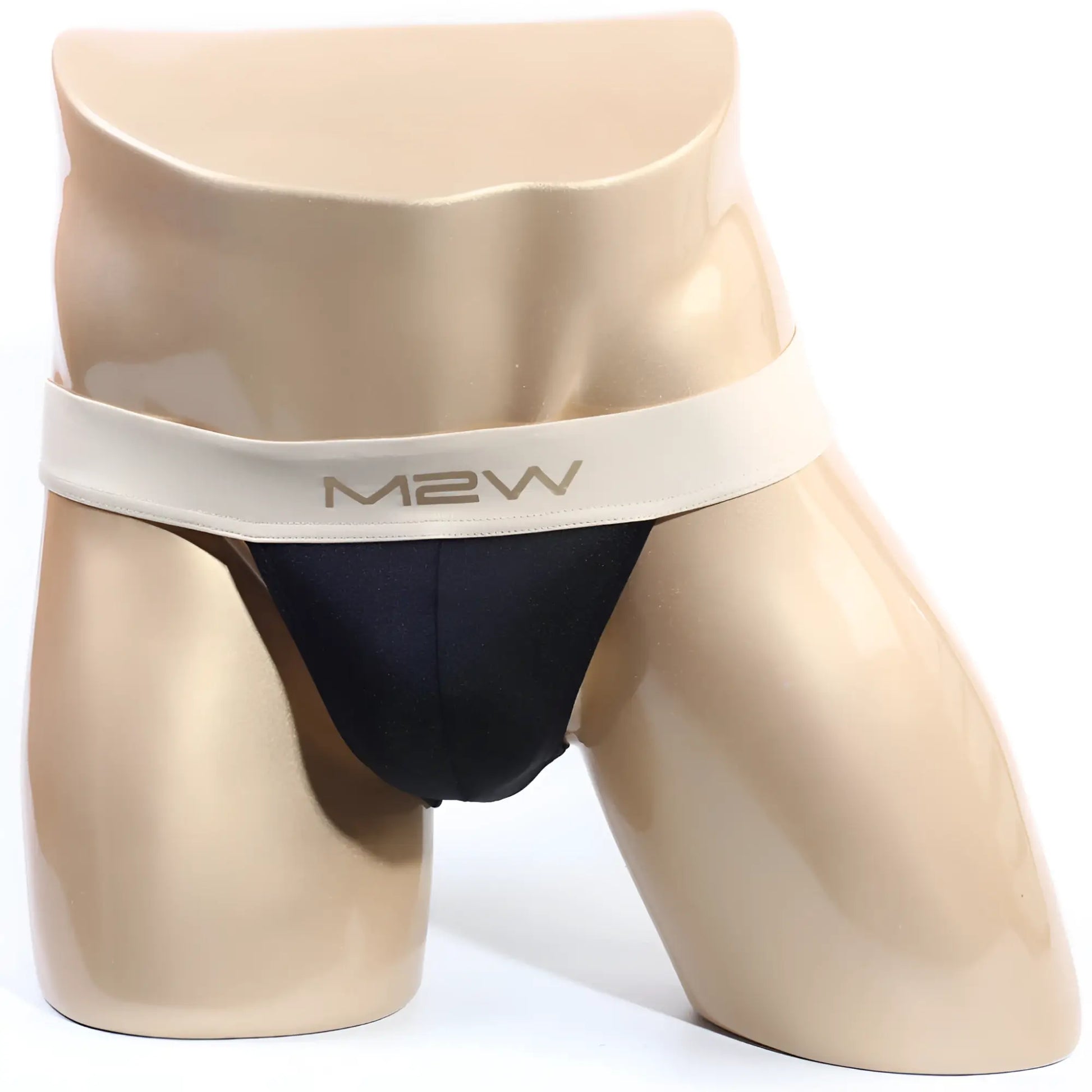 Black m2w briefs with cream-colored waistband metro malewear cosmos bikini black 1124-20 front view