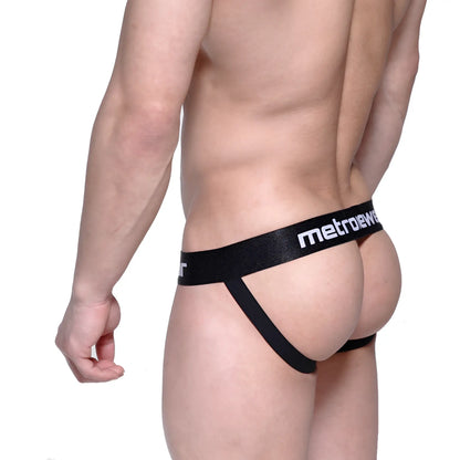 Black metrowear cotton briefs with sleek form-fitting design and white logo waistband for comfortable daily wear