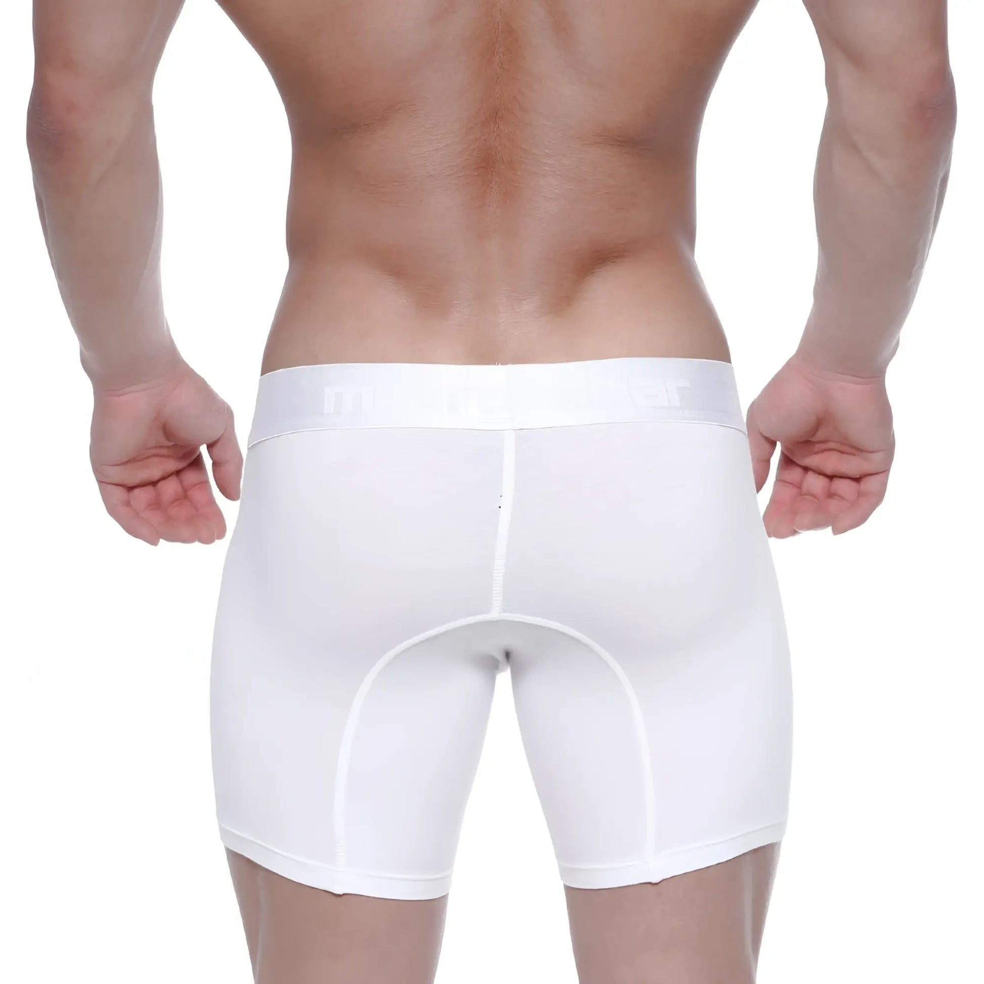 MetroMaleWear cotton mid boxer white athletic briefs with snug fit reinforced seams and 10 inch inseam