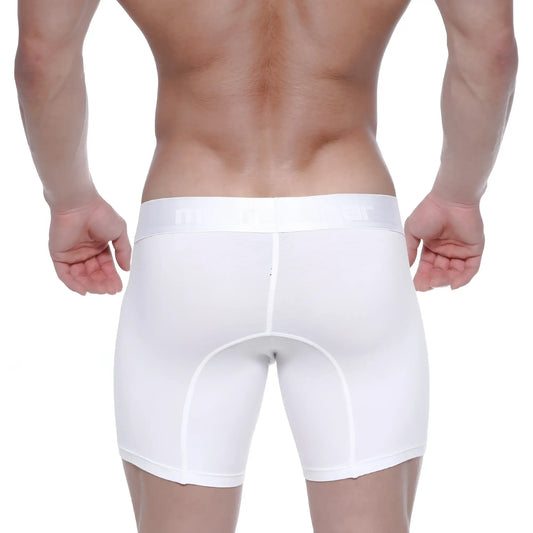MetroMaleWear cotton mid boxer white athletic briefs with snug fit reinforced seams and 10 inch inseam
