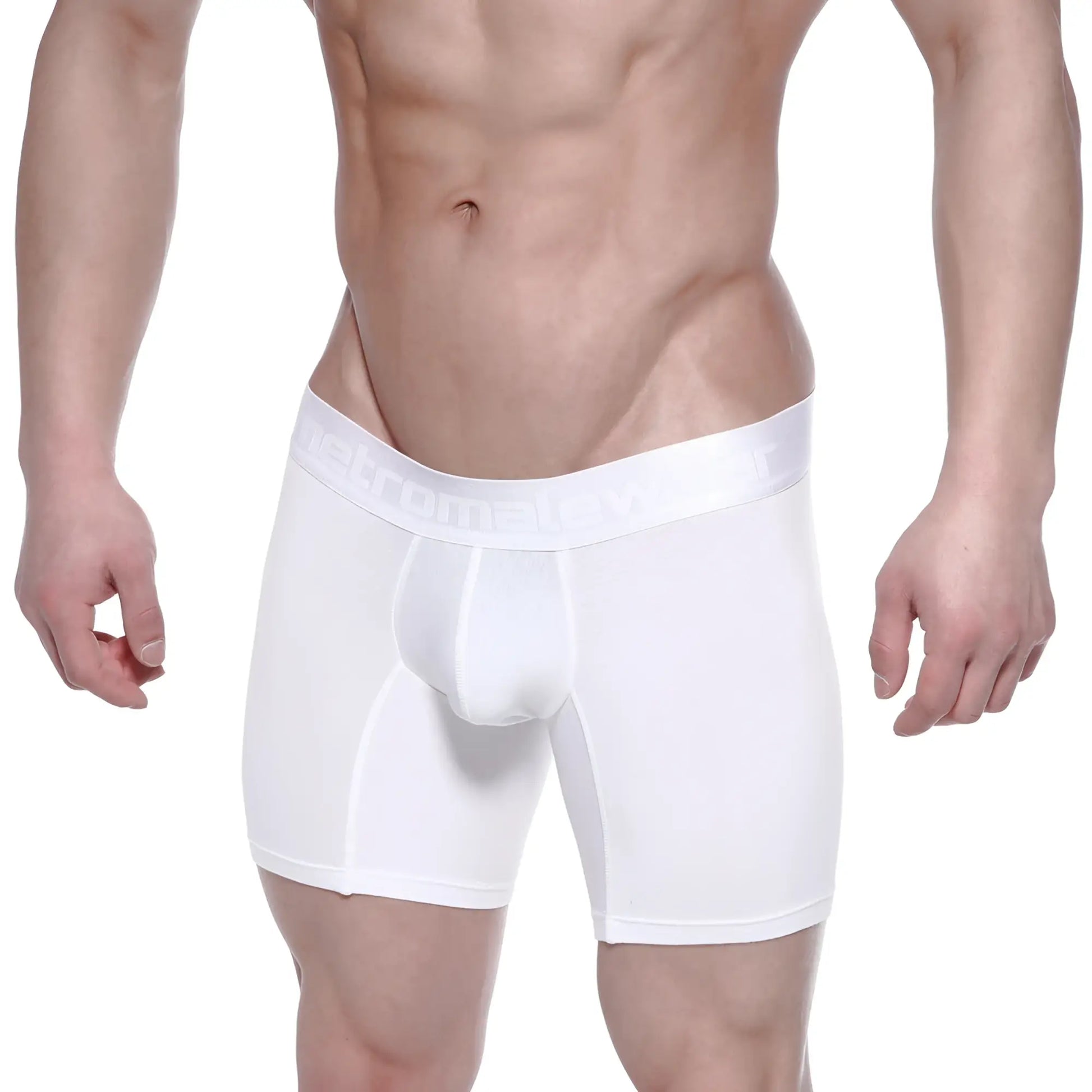 White men’s cotton boxer briefs with contoured design and elastic waistband metro male wear crystal 3023-01