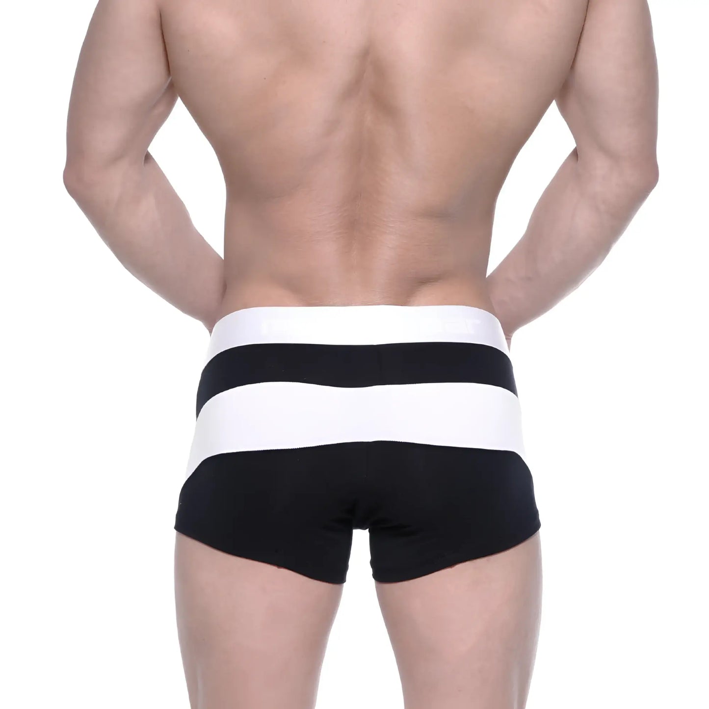Black and white striped cotton men’s briefs with a wide elastic waistband metro male wear cotton short boxer arc 7 3022-53