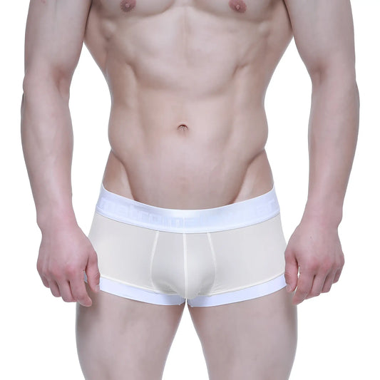 MetroMaleWear crema beige boxer brief with smooth form-fitting design and contrasting white elastic waistband