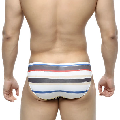 Striped metro male wear crepas bikini 5103-27 men’s briefs in white blue red and gray with textured fabric finish