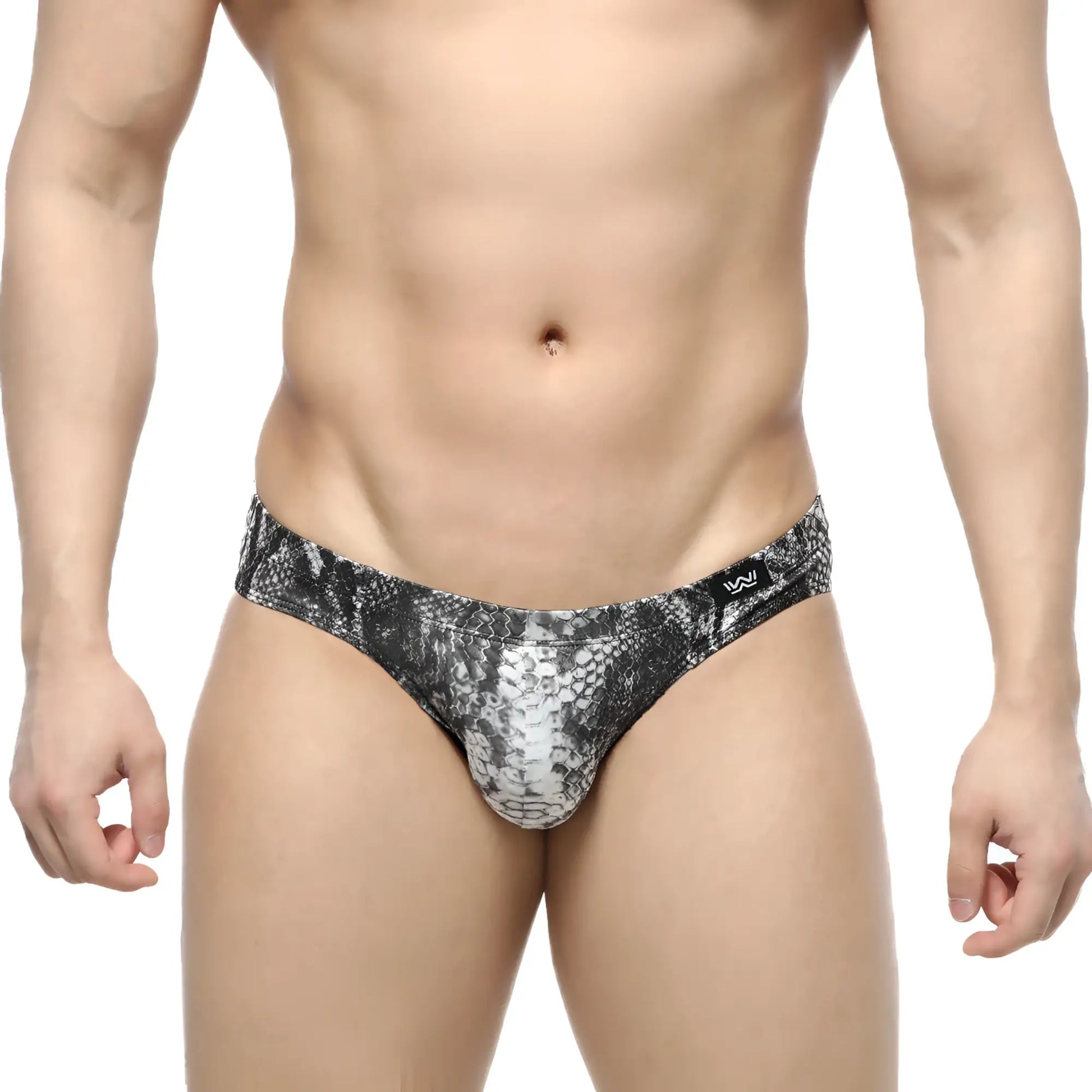 MetroMaleWear Culebra Bikini 5103-84 black and white snake-skin patterned sleek form-fitting men’s briefs
