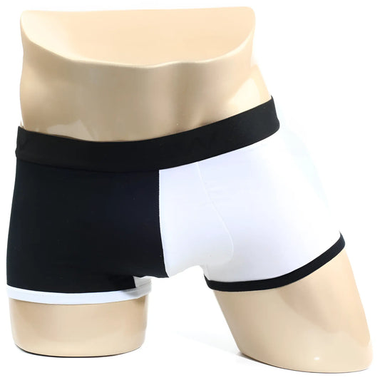 Metro male wear daemon no show boxer 2924-00 black and white two tone boxer briefs with contrasting panels and waistband