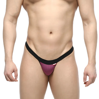 MetroMaleWear Dangerous Thong Grape 8002-22 purple and black thong with a snug form-fitting design back side shown