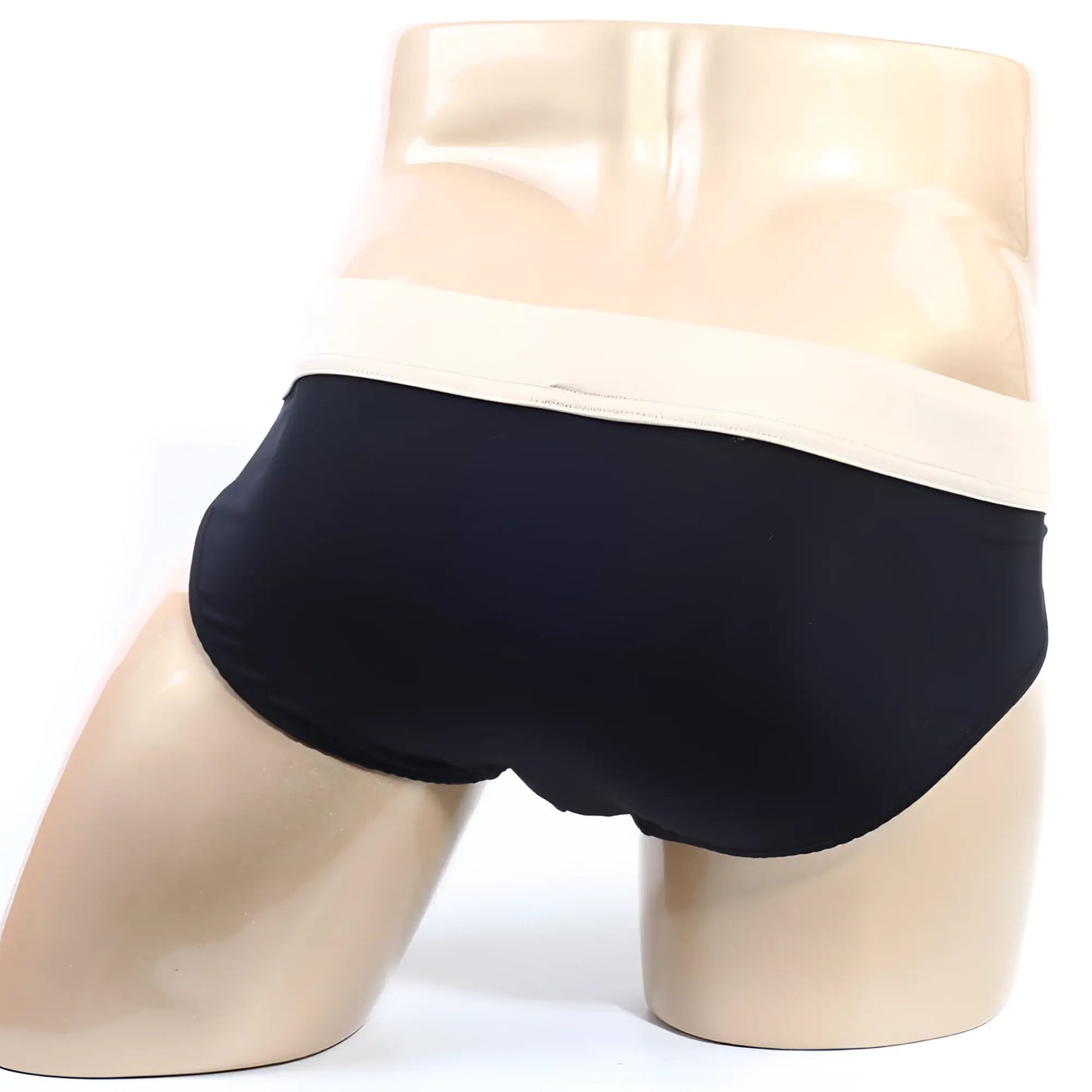 Black MetroMaleWear deportivo brief with contrasting cream waistband designed for comfortable active wear