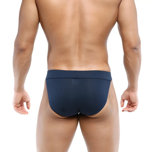 Navymaleweardeseo bikini dark blue briefs with smooth form-fitting fabric and subtle elastic waistband