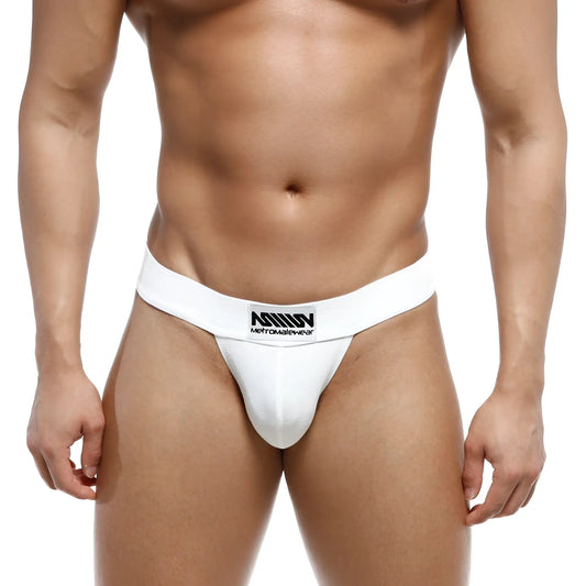White men’s briefs metro male wear deseo bikini white 3304-00 with black logo on waistband front view