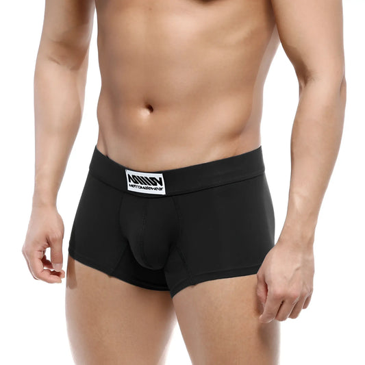 Black mens boxer briefs metro male wear deseo with white branded merton & glewer waistband in black color