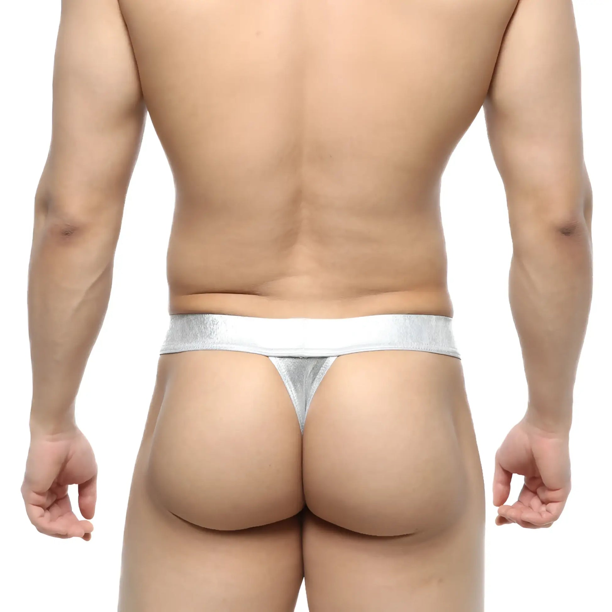 MetroMaleWear Deseo thong metal silver with silver metallic sleek shiny finish and minimalistic design
