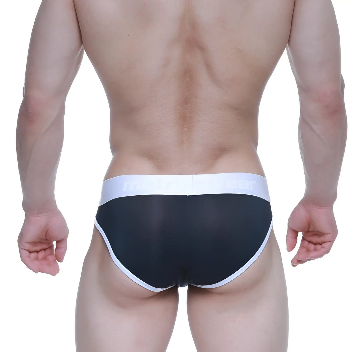 Black mesh briefs with white trim and waistband from MetroMaleWear dream bikini black 2803-20 for comfortable wear