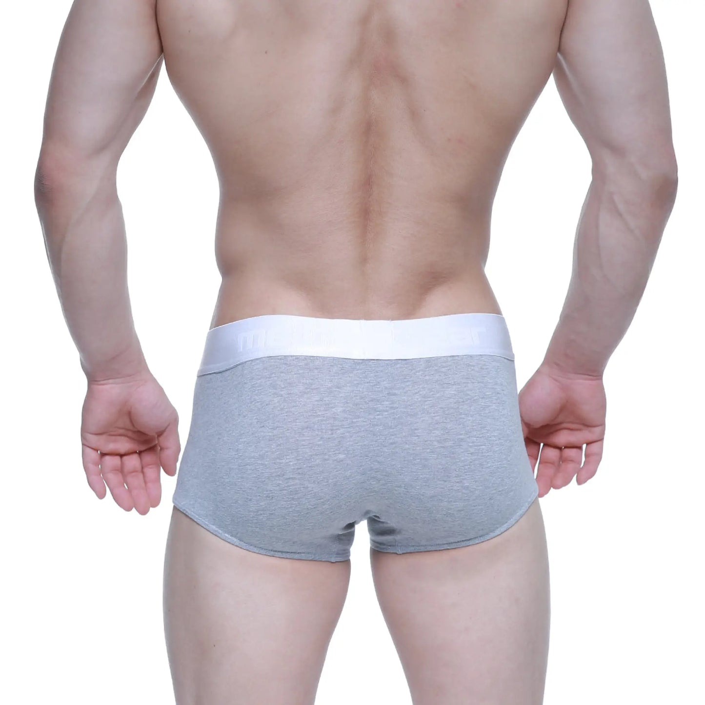 MetroMaleWear Elemental boxer brief in gray heathered fabric with a solid white waistband for comfortable wear