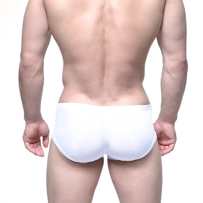 Metro male wear entropy trunk white form-fitting briefs with smooth seamless design and subtle elastic waistband