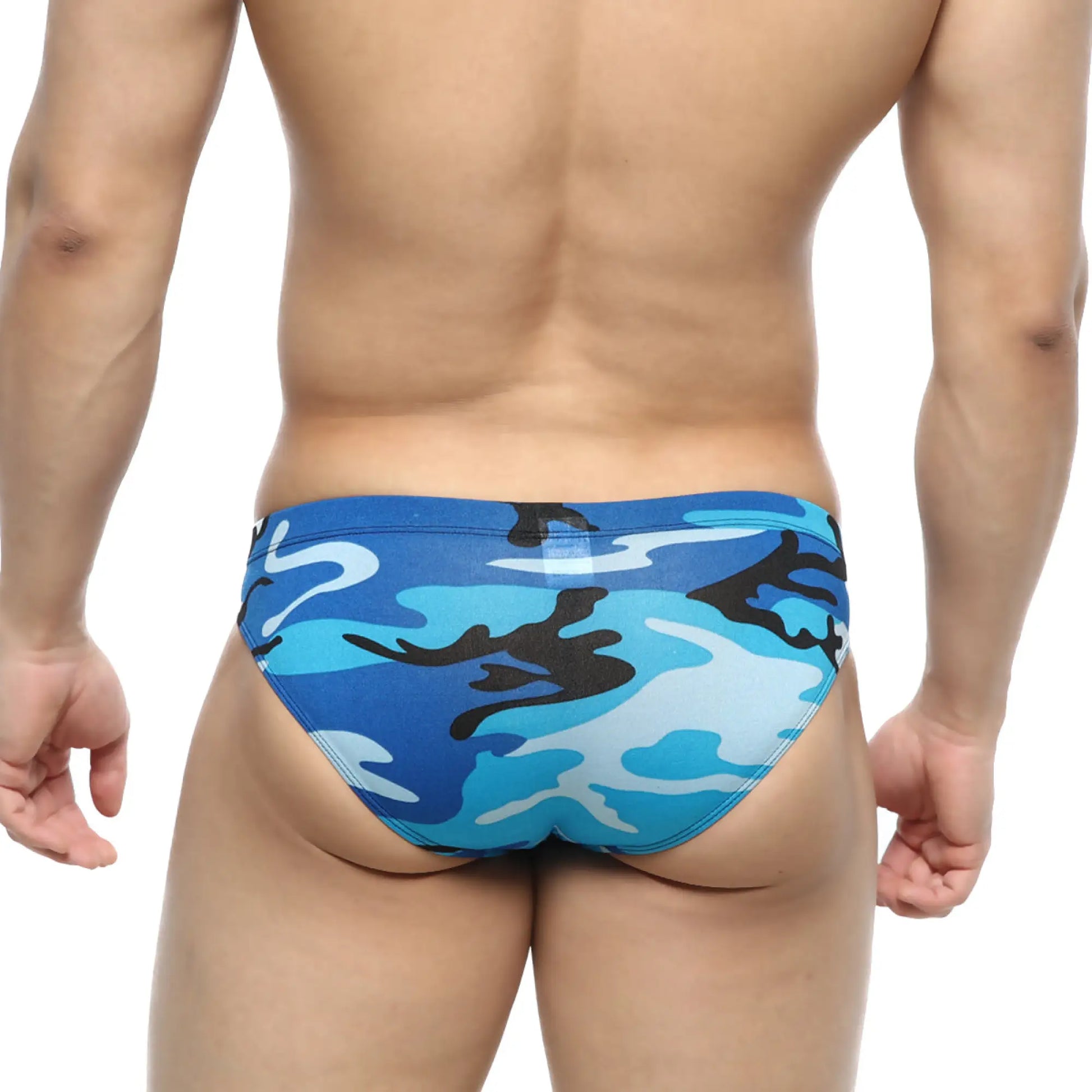 Metro malewear equipaje bikini 5103-83 blue and black camouflage patterned swim trunks for men