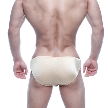 Beige satin briefs metro male wear eureka bikini gold 5223-21 with smooth glossy finish and snug fit
