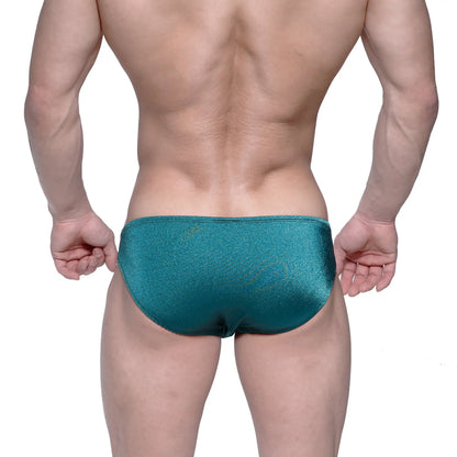 Shiny teal metallic briefs metro malewear eureka bikini green 5223-07 with a sleek reflective finish