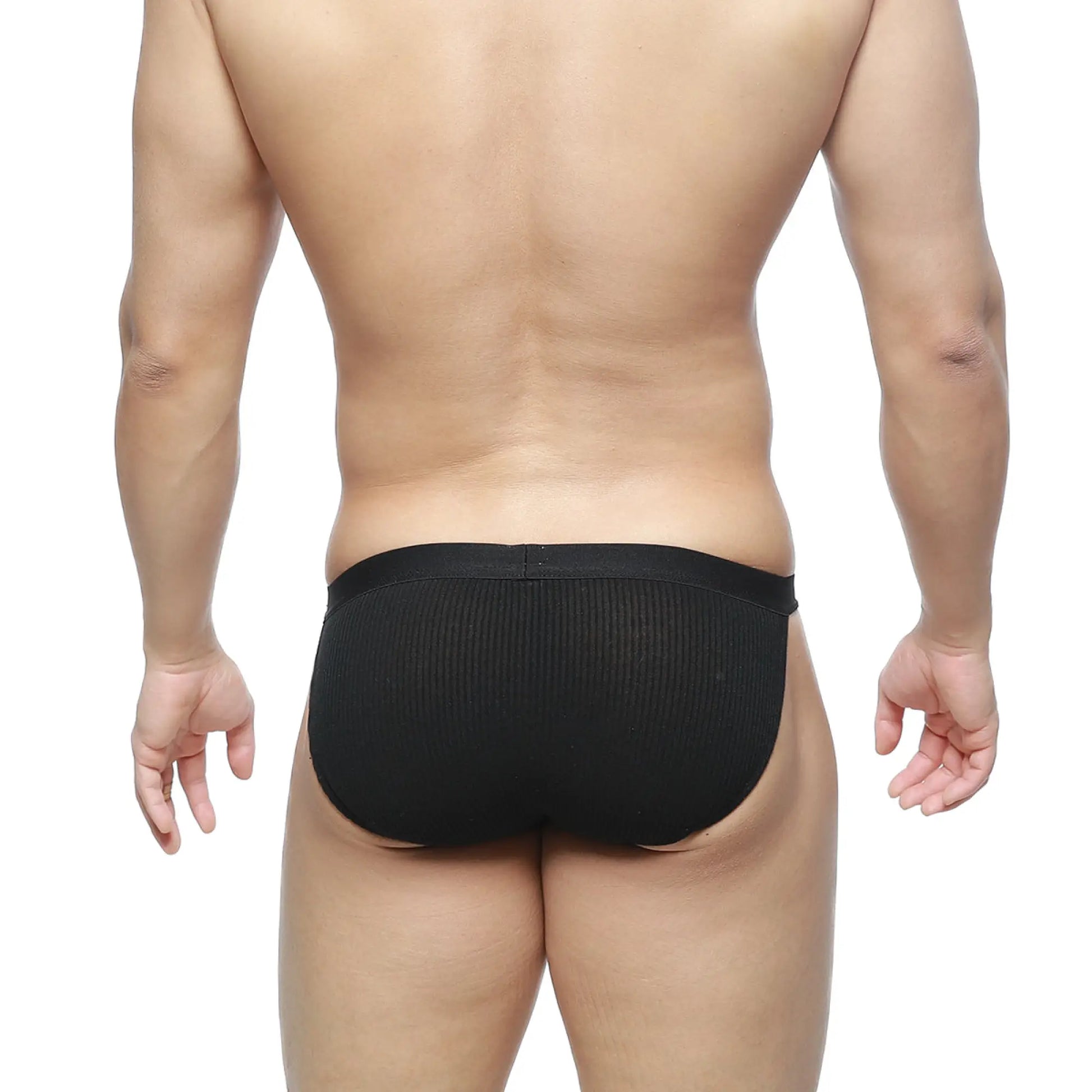 Black ribbed briefs with a snug form-fitting design from MetroMaleWear Felix Bikini black 7004-20 collection