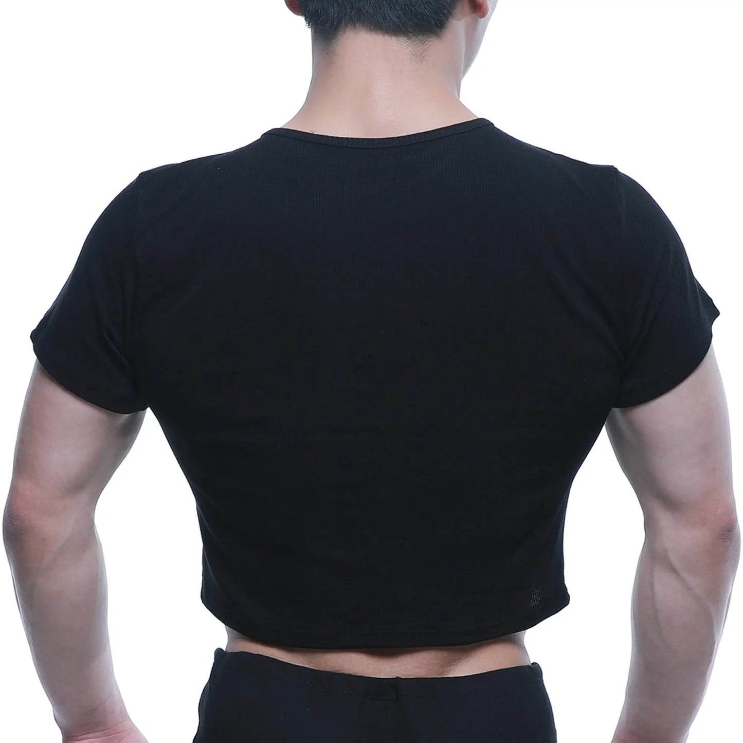 MetroMaleWear fit t-shirt black cropped short sleeve with ribbed neckline and hem in soft comfortable fabric