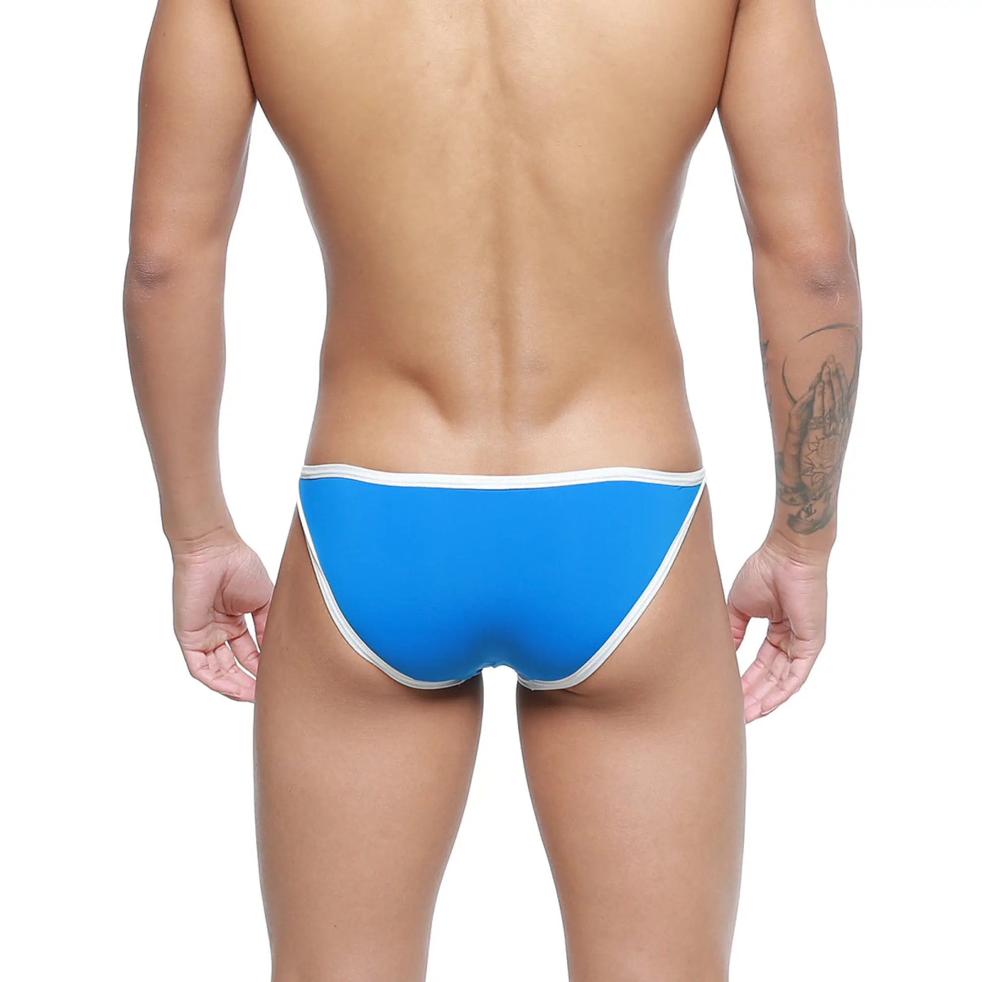 Metro malewear freedom bikini briefs in bright royal blue with white trim designed for comfort and style