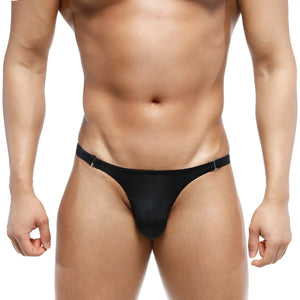 Black mesh thong with silver metal clasps at waistband metroMalewear fria thong detachable black 2422-20 back side