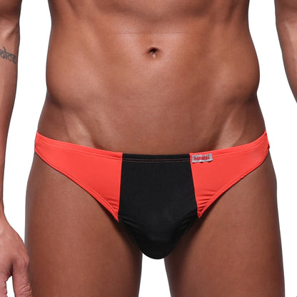 MetroMaleWear fun g coral 6202-14 orange and black two-tone briefs with a red brand tag on the waistband