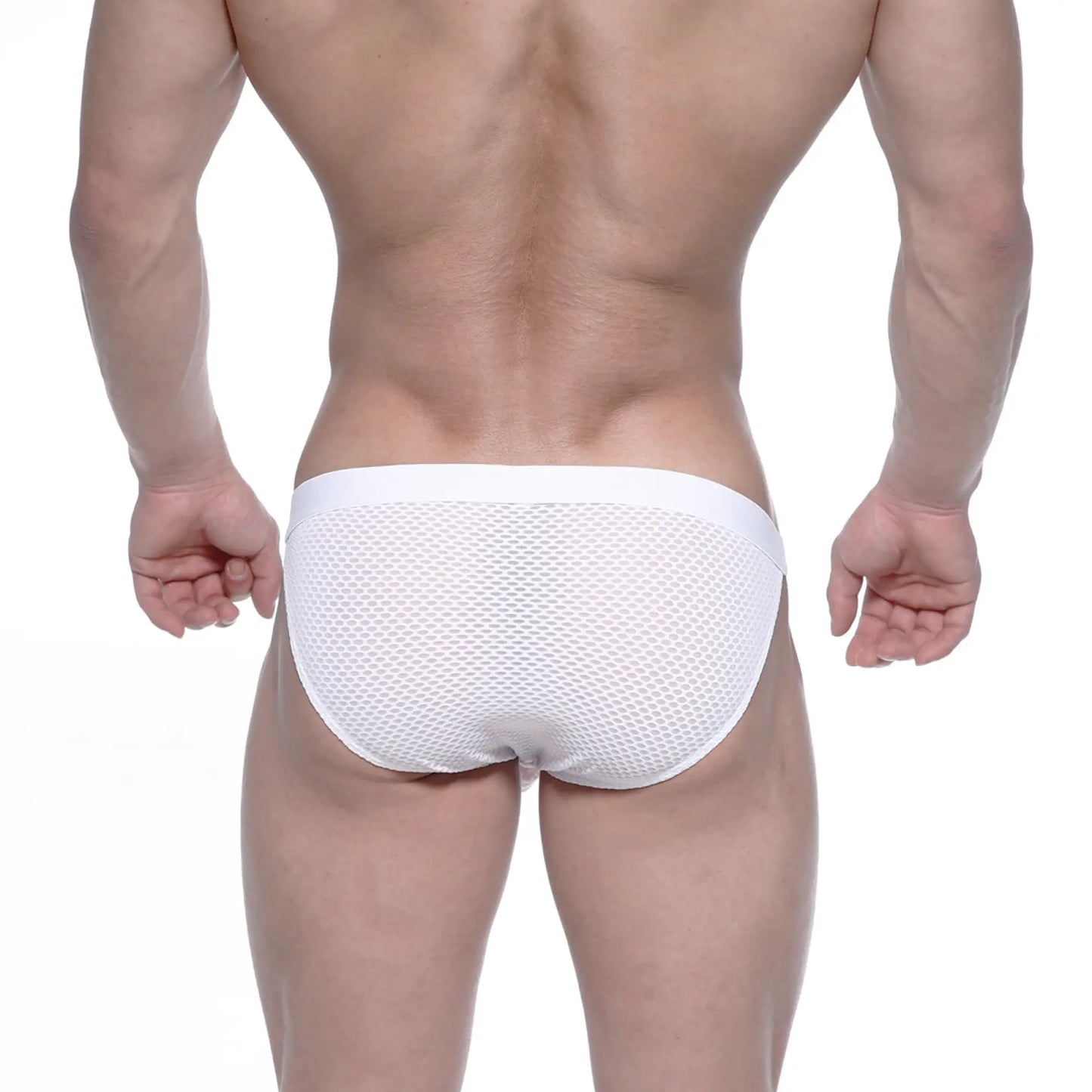 MetroMaleWear Grabit bikini white mesh briefs with solid white waistband designed for comfortable everyday wear