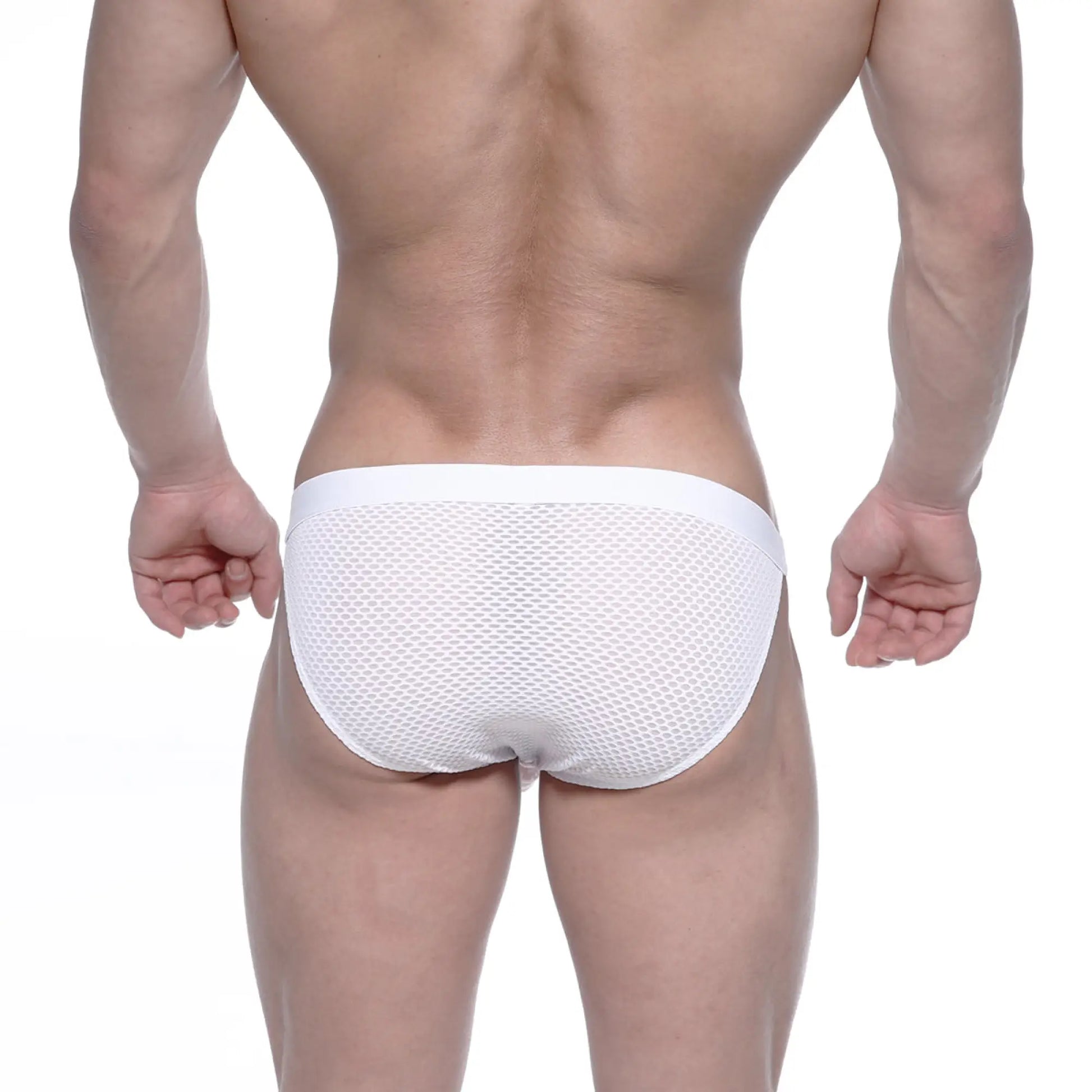 MetroMaleWear Grabit bikini white mesh briefs with solid white waistband designed for comfortable everyday wear