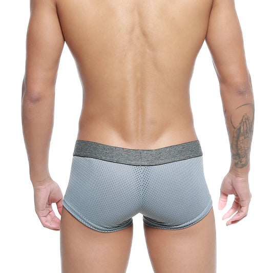 MetroMaleWear gray mesh briefs with textured waistband designed for comfort and breathability