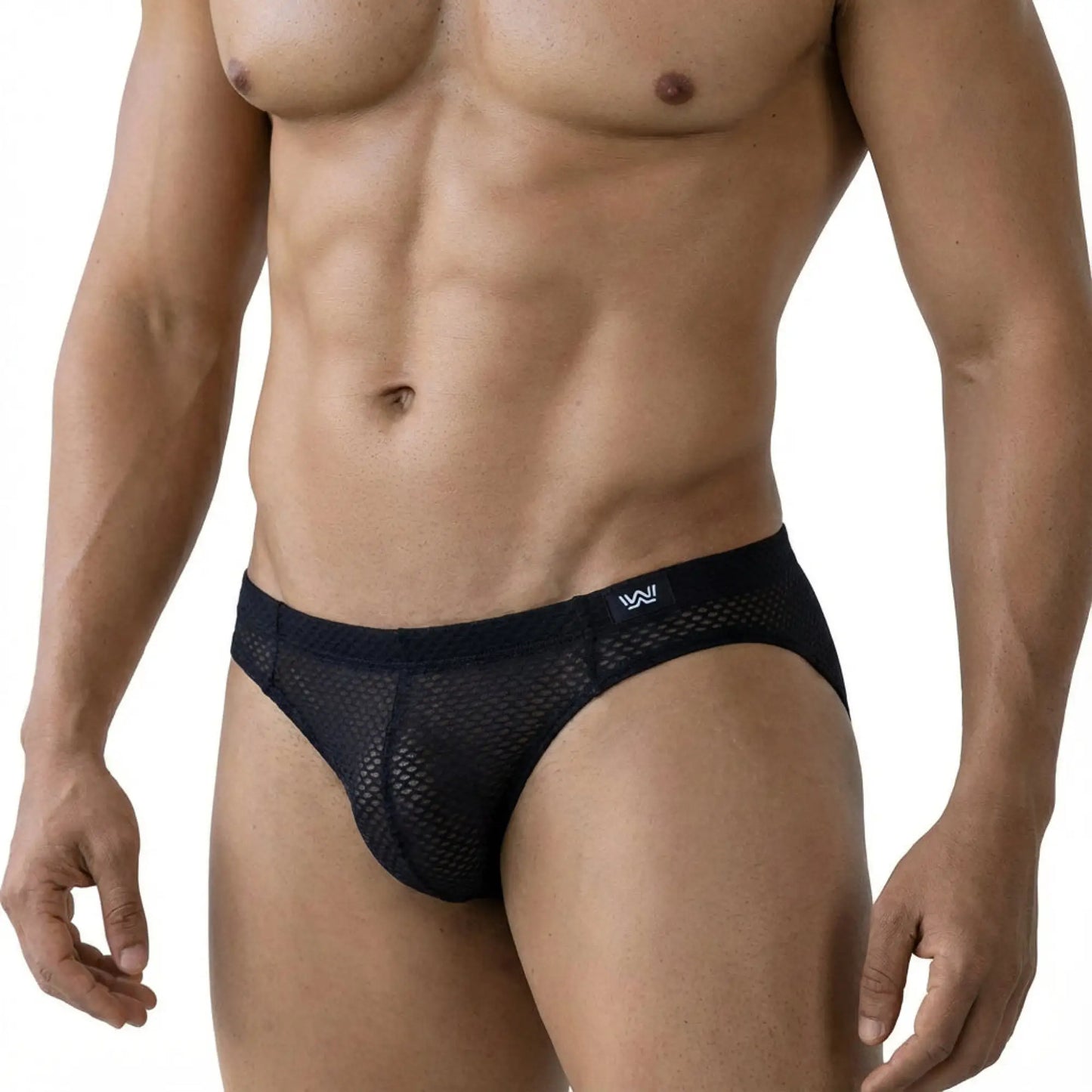 Black mesh briefs metro malewear grid mesh bikini 5103-25 with sleek form-fitting design and subtle waistband logo