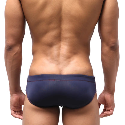 Navy blue metroMalewear harbour swim bikini 4917-29 swim trunks with subtle textured finish and matching waistband stitching