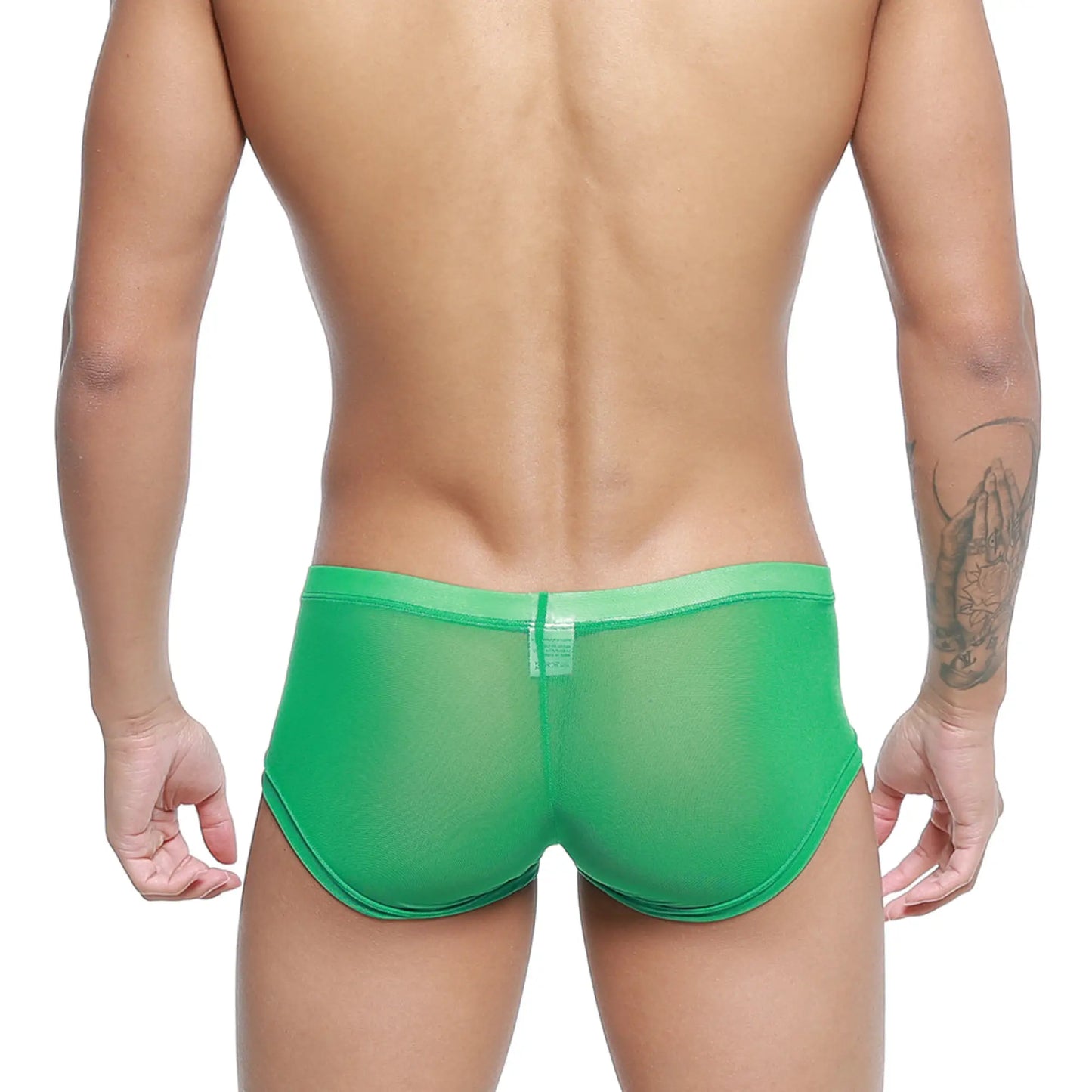 MetroMalewear hierba trunk 2125-17 green sheer mesh briefs with solid green waistband for comfort and style