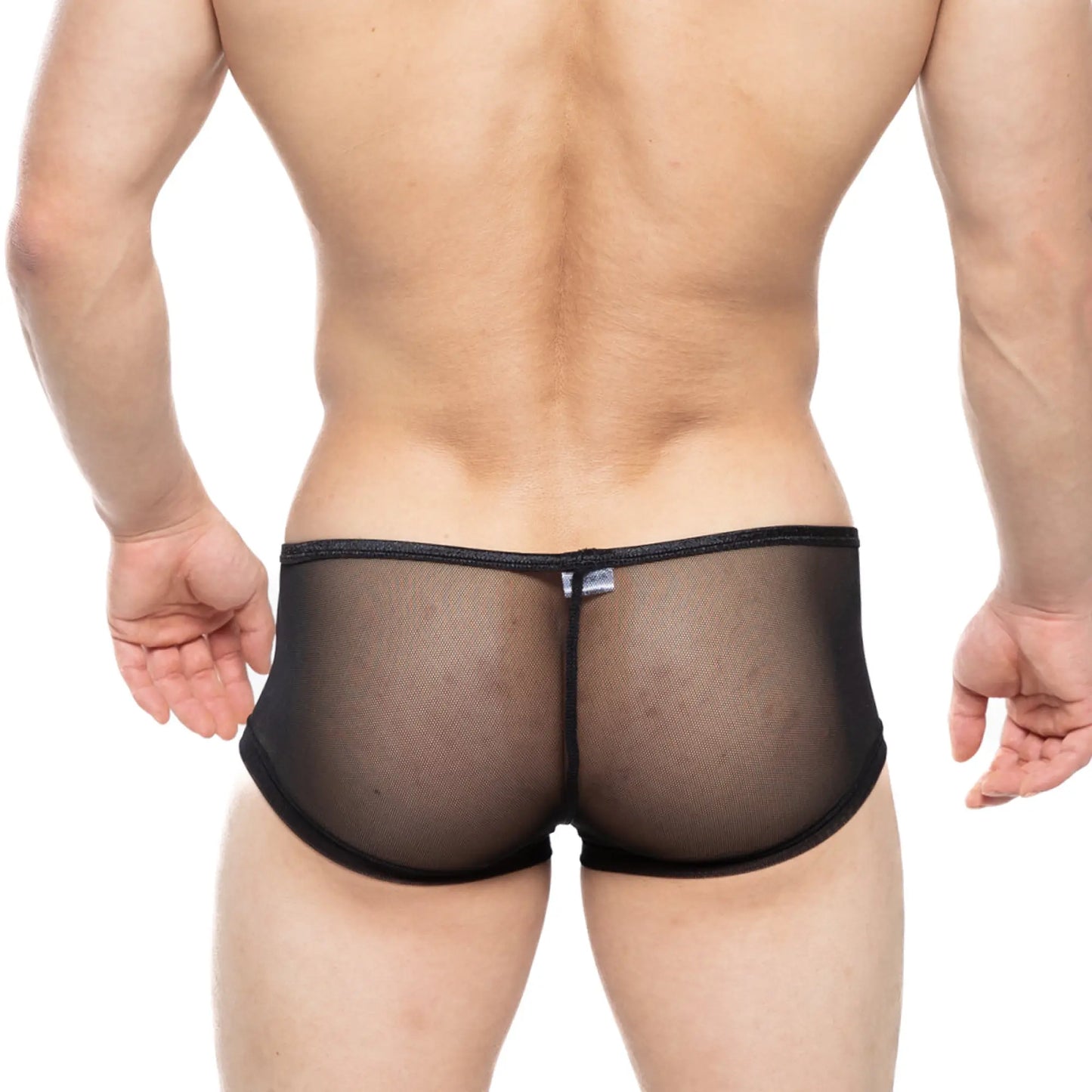 MetroMalewear hongos trunk black 2126-72 black mesh briefs with solid black elastic waistband front view