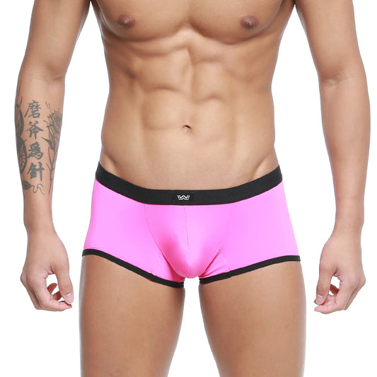 Bright pink mens briefs with black elastic waistband and trim metro male wear iberico trunk magenta 2127 02