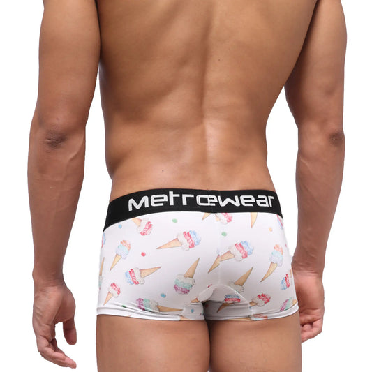 White men’s briefs with playful pastel ice cream cone pattern and black metrowear waistband metro male wear 2022 31