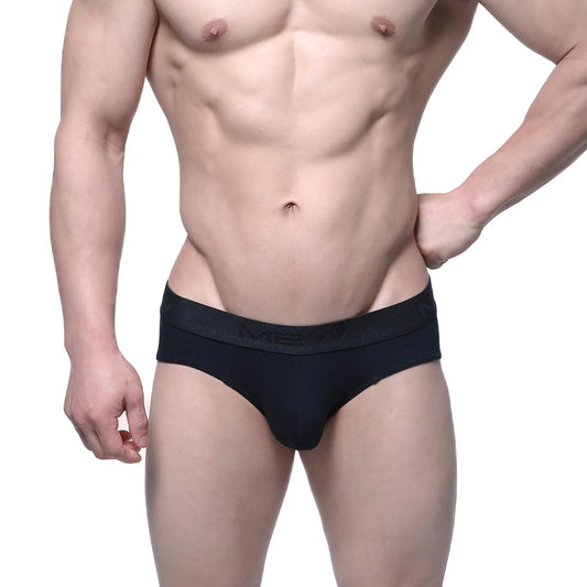 MetroMaleWear intenso brief black 5006-19 features textured fabric and elastic waistband with men logo in black