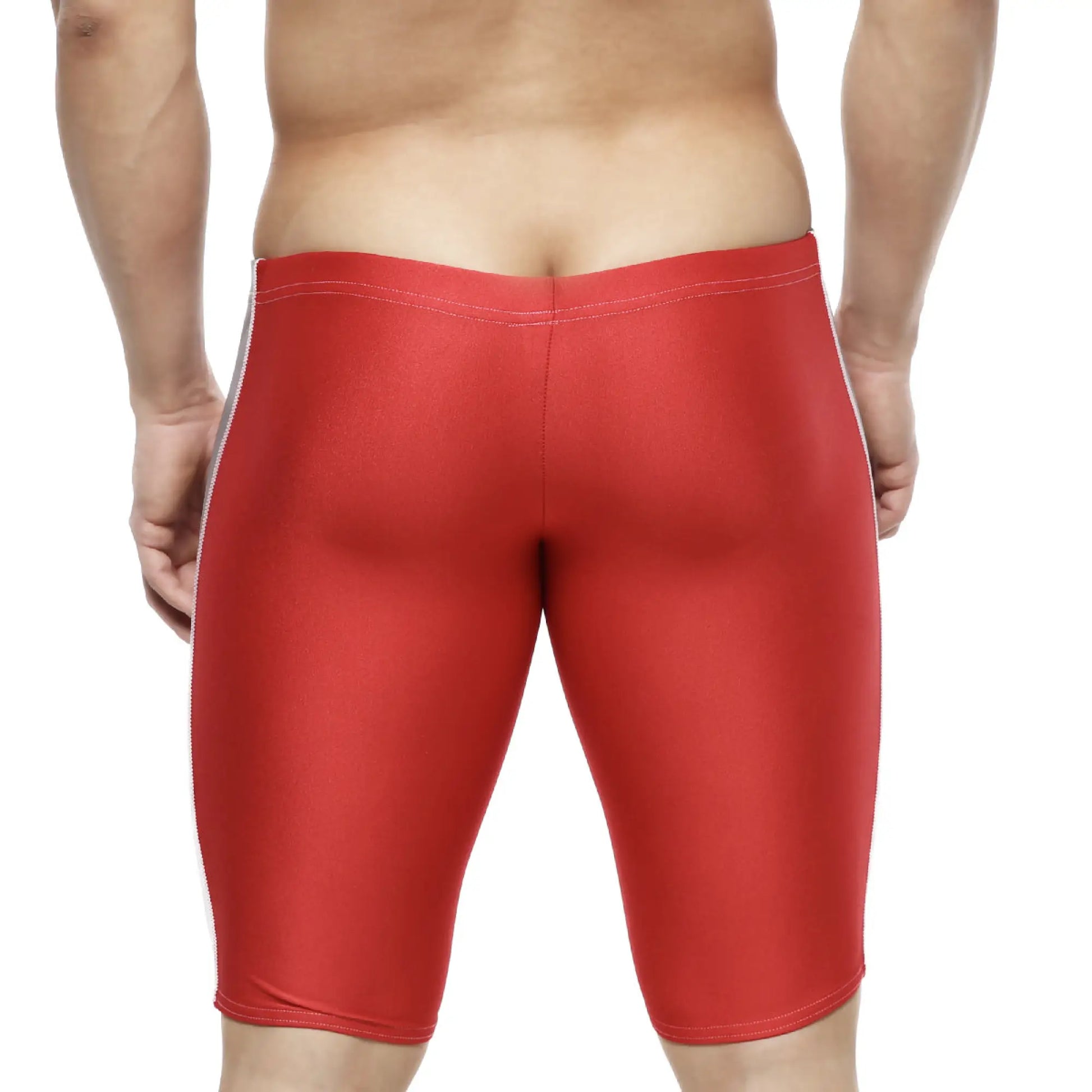 MetroMaleWear Jammer swim boxer red 4904-12 with form-fitting shiny fabric and subtle white side stripes