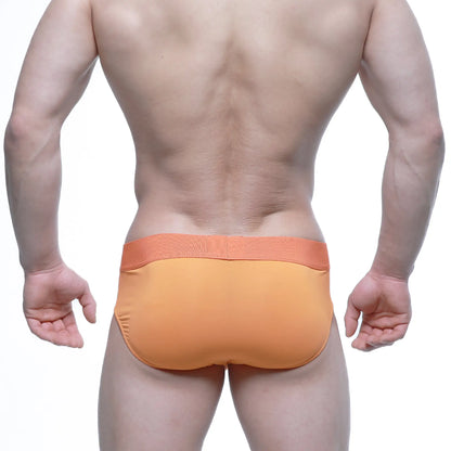 Metro male wear jugo brief 5203-14 orange athletic briefs with matching elastic waistband for active use