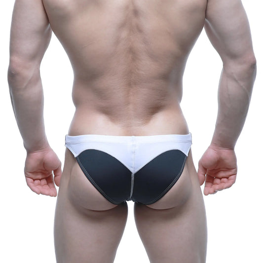 Black and white metro malewear laguna swim bikini with sleek modern design for athletic performance and style