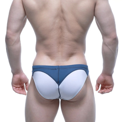 Blue and white two-tone briefs with contoured design from MetroMaleWear laguna swim bikini white 4990-00