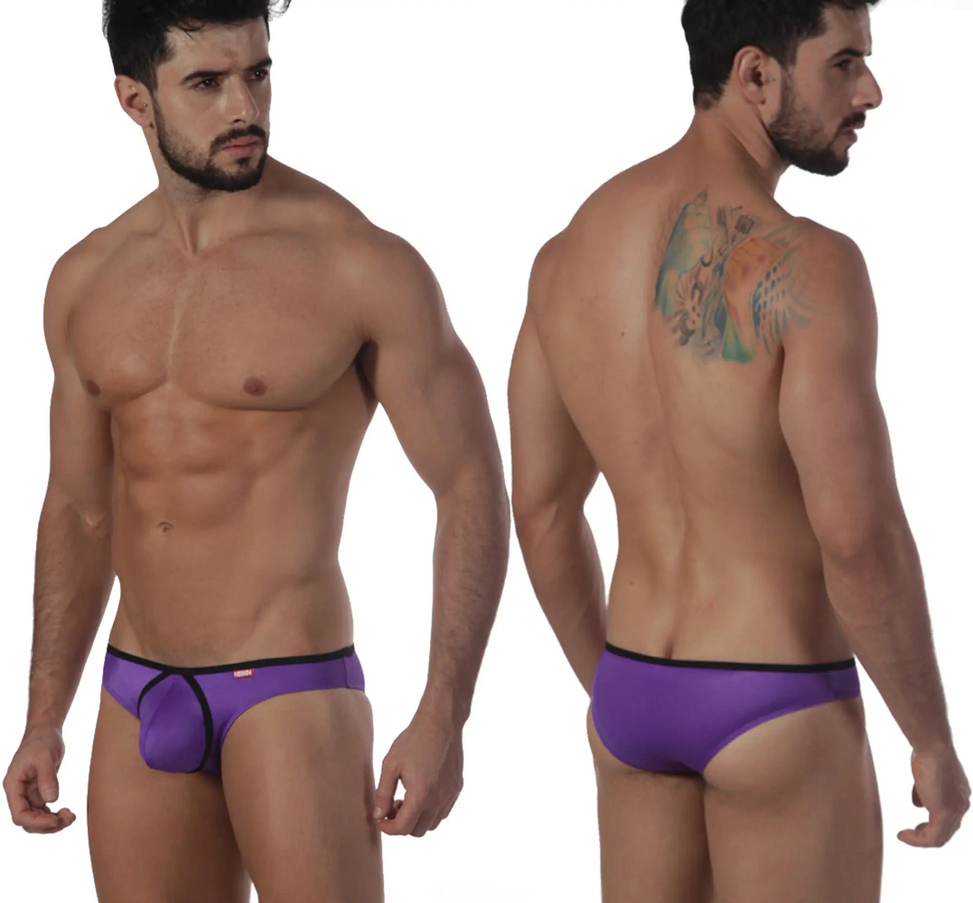 Metro male wear lasso bikini purple 2009-19 athletic briefs purple with black trim front view