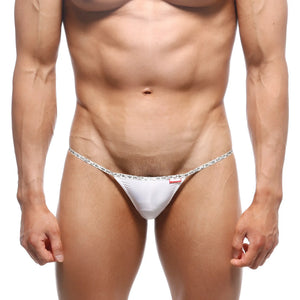 White thong with decorative patterned waistband from MetroMaleWear leopard string bikini white 2105-00 product