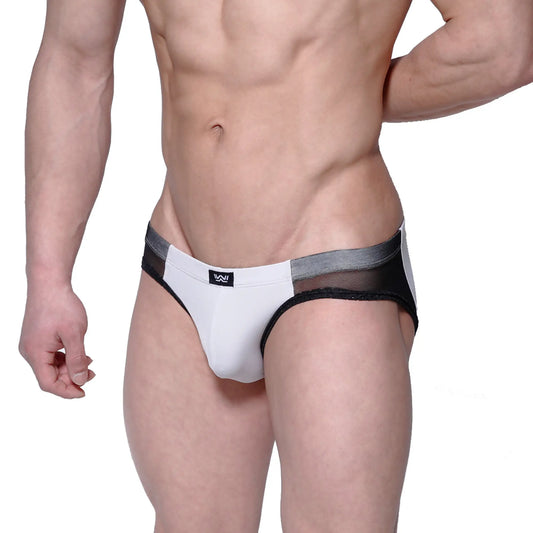 MetroMaleWear Lobo hip brief gray 5303-10 white and black mesh trimmed sleek modern design briefs