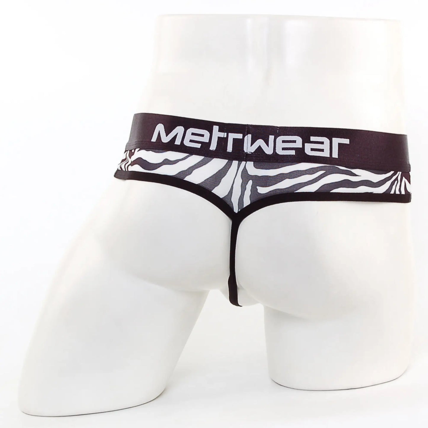 MetroMaleWear Loreto G-String zebra 2722-60 black and white zebra print thong with solid black waistband and brand name