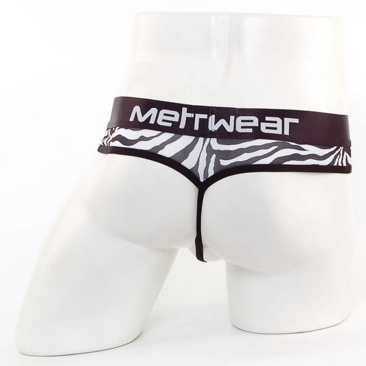 MetroMaleWear Loreto G-String zebra 2722-60 black and white zebra print thong with solid black waistband and brand name